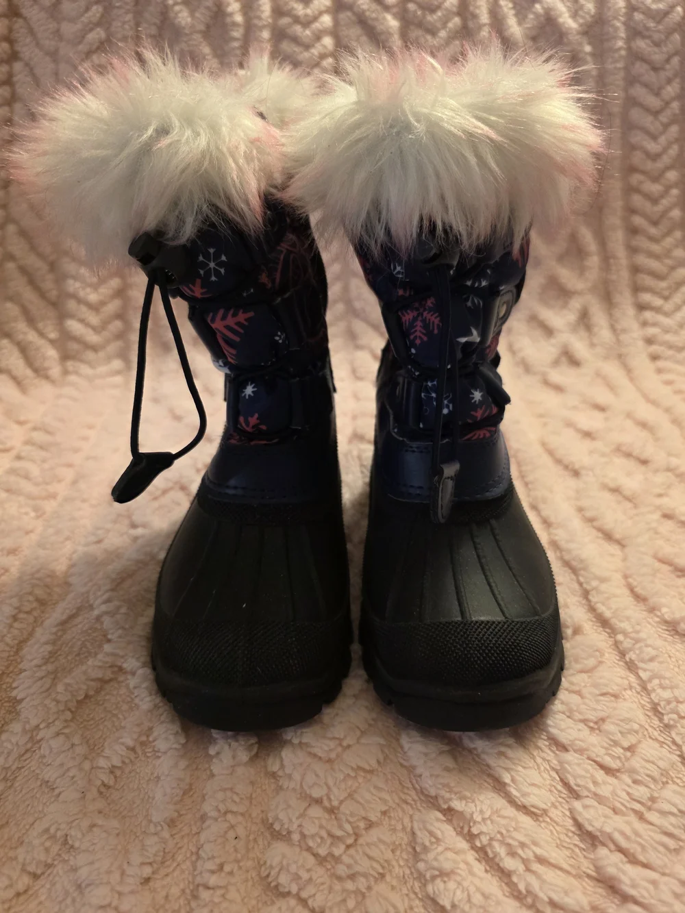 Dream Pairs Navy Winter Snow Boots with Pink Accent Fur